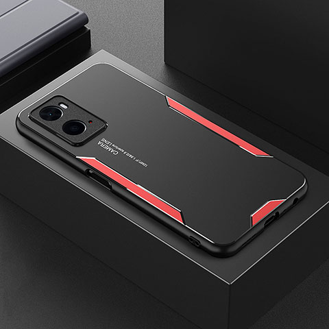 Custodia Lusso Alluminio e Silicone Laterale Cover per Oppo A76 Rosso