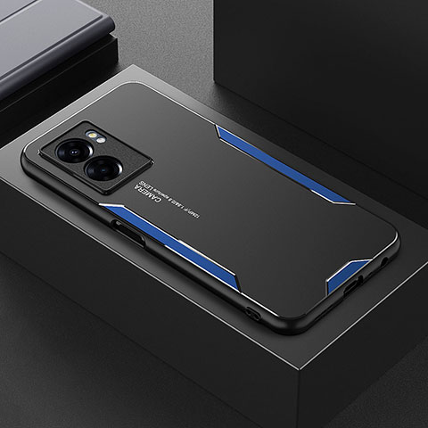 Custodia Lusso Alluminio e Silicone Laterale Cover per Oppo A77s Blu