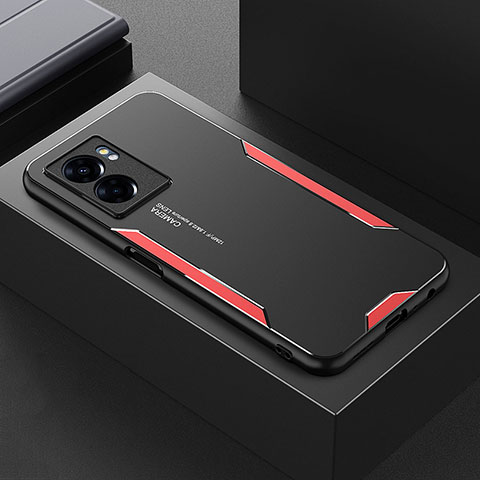 Custodia Lusso Alluminio e Silicone Laterale Cover per Oppo A77s Rosso