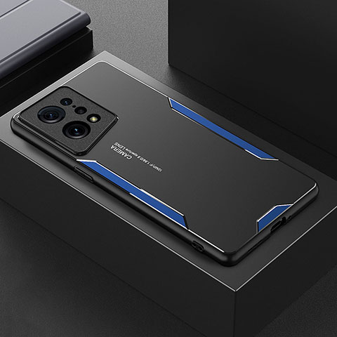 Custodia Lusso Alluminio e Silicone Laterale Cover per Oppo Find X5 5G Blu