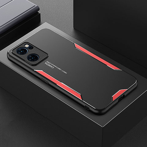 Custodia Lusso Alluminio e Silicone Laterale Cover per Oppo Find X5 Lite 5G Rosso