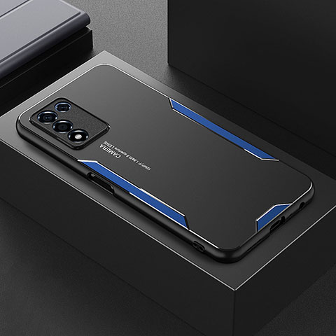 Custodia Lusso Alluminio e Silicone Laterale Cover per Oppo K9S 5G Blu