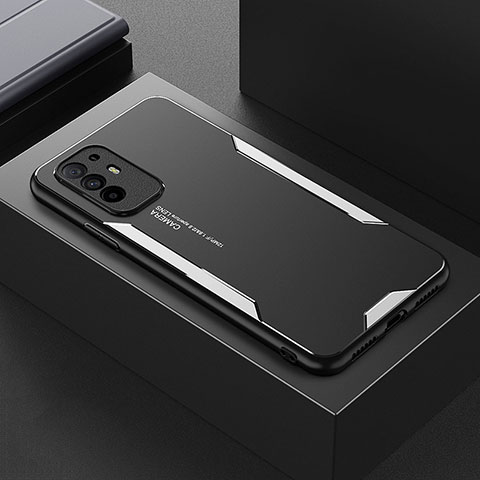 Custodia Lusso Alluminio e Silicone Laterale Cover per Oppo Reno5 Z 5G Argento