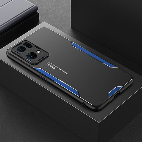 Custodia Lusso Alluminio e Silicone Laterale Cover per Oppo Reno7 Pro 5G Blu