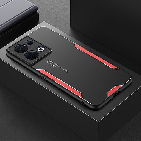 Custodia Lusso Alluminio e Silicone Laterale Cover per Oppo Reno9 Pro 5G Rosso