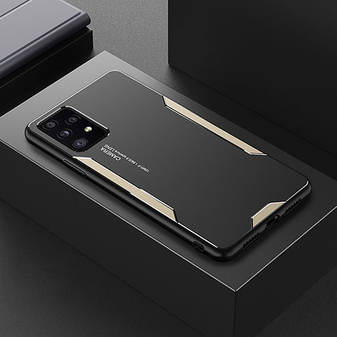 Custodia Lusso Alluminio e Silicone Laterale Cover per Samsung Galaxy A52 4G Oro