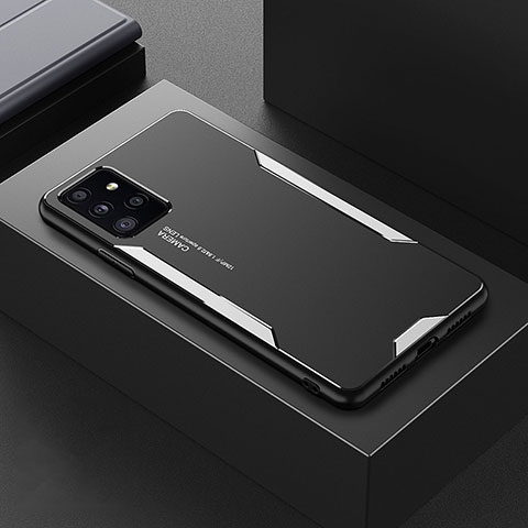 Custodia Lusso Alluminio e Silicone Laterale Cover per Samsung Galaxy A72 4G Argento