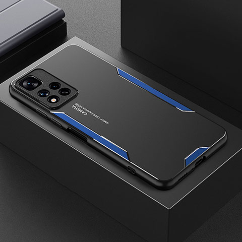 Custodia Lusso Alluminio e Silicone Laterale Cover per Xiaomi Mi 11i 5G (2022) Blu