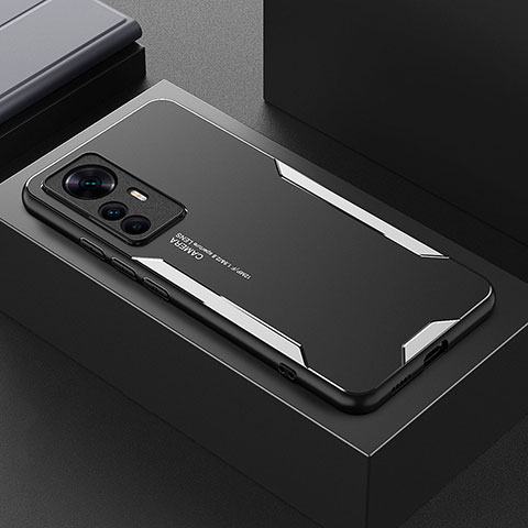 Custodia Lusso Alluminio e Silicone Laterale Cover per Xiaomi Mi 12T 5G Argento