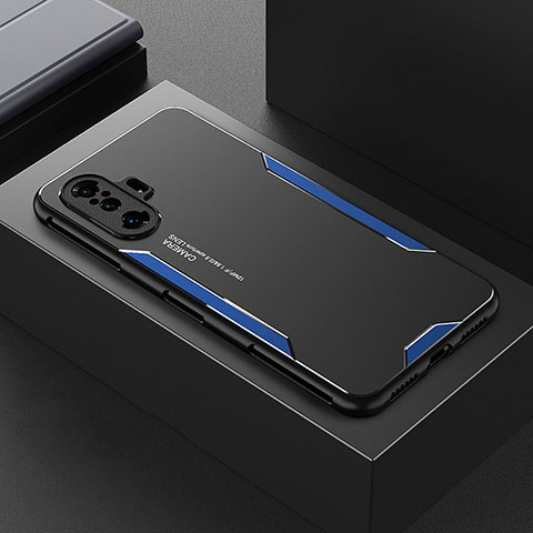 Custodia Lusso Alluminio e Silicone Laterale Cover per Xiaomi Poco F3 GT 5G Blu