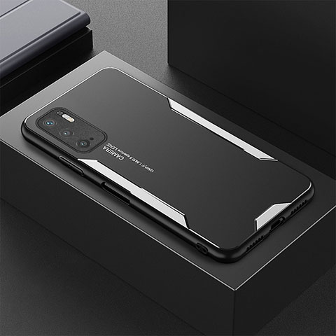 Custodia Lusso Alluminio e Silicone Laterale Cover per Xiaomi POCO M3 Pro 5G Argento