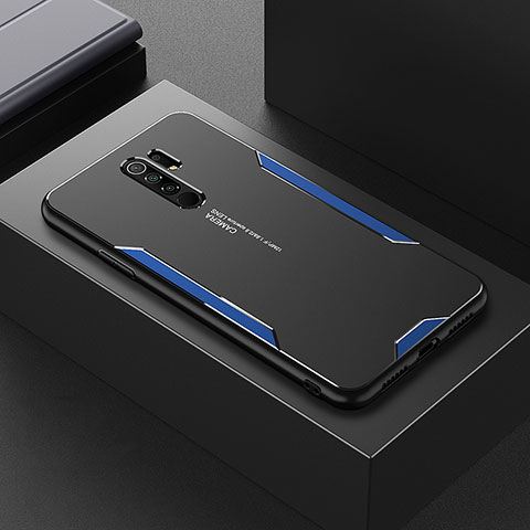 Custodia Lusso Alluminio e Silicone Laterale Cover per Xiaomi Redmi 9 Blu