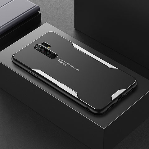 Custodia Lusso Alluminio e Silicone Laterale Cover per Xiaomi Redmi 9 Prime India Argento