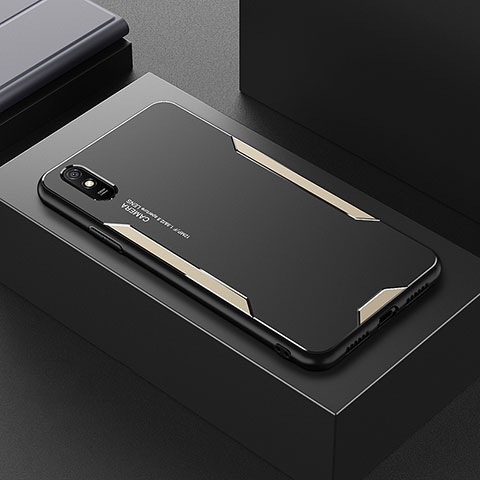 Custodia Lusso Alluminio e Silicone Laterale Cover per Xiaomi Redmi 9A Oro