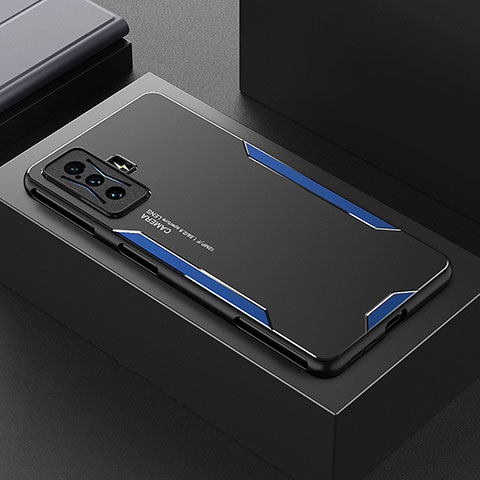 Custodia Lusso Alluminio e Silicone Laterale Cover per Xiaomi Redmi K50 Gaming AMG F1 5G Blu