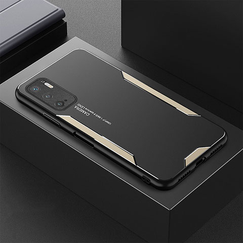 Custodia Lusso Alluminio e Silicone Laterale Cover per Xiaomi Redmi Note 10 5G Oro