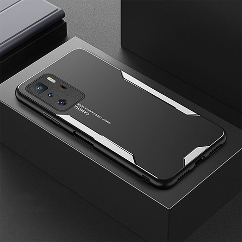 Custodia Lusso Alluminio e Silicone Laterale Cover per Xiaomi Redmi Note 10 Pro 5G Argento
