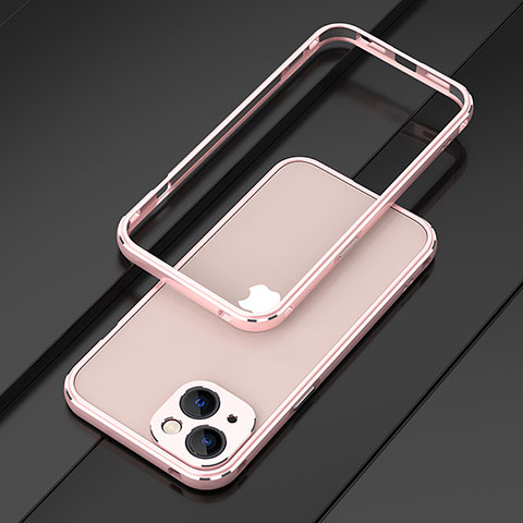 Custodia Lusso Alluminio Laterale Cover A01 per Apple iPhone 14 Plus Oro Rosa