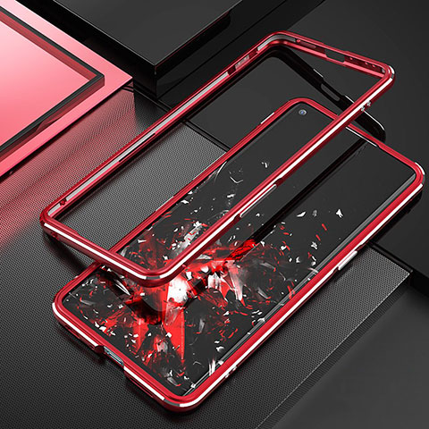 Custodia Lusso Alluminio Laterale Cover A01 per Oppo Find X2 Neo Rosso