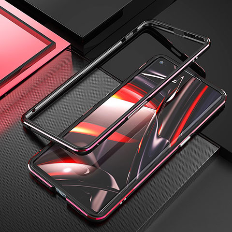 Custodia Lusso Alluminio Laterale Cover A01 per Oppo Reno3 Pro Rosso e Nero