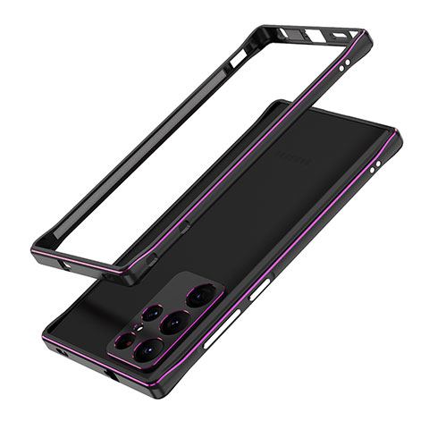 Custodia Lusso Alluminio Laterale Cover A01 per Samsung Galaxy S22 Ultra 5G Viola