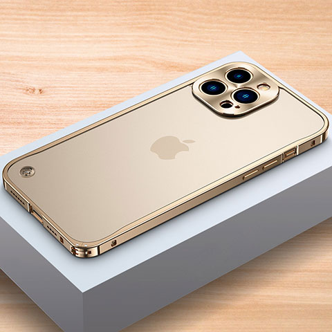 Custodia Lusso Alluminio Laterale Cover A04 per Apple iPhone 16 Pro Oro