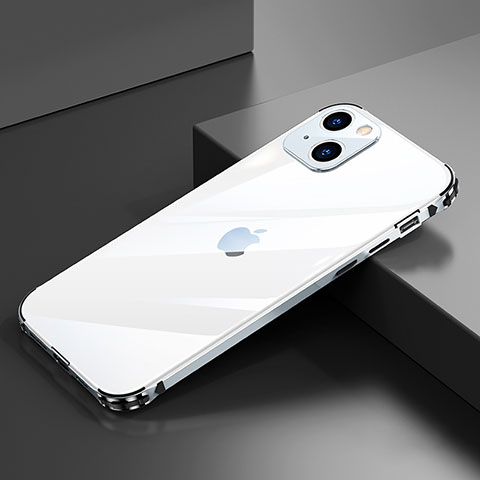 Custodia Lusso Alluminio Laterale Cover A06 per Apple iPhone 14 Argento