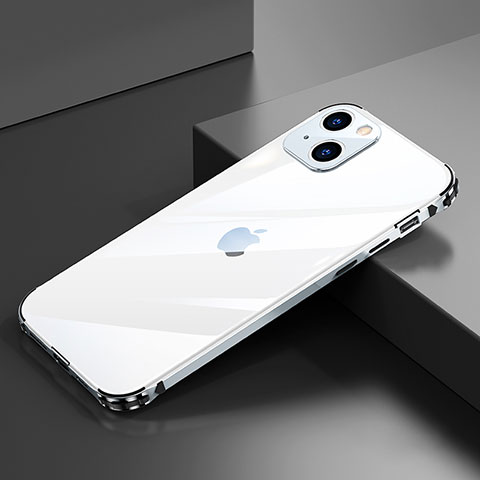 Custodia Lusso Alluminio Laterale Cover A06 per Apple iPhone 14 Plus Argento