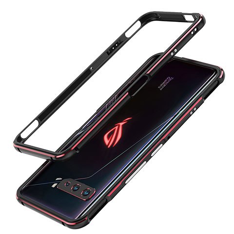 Custodia Lusso Alluminio Laterale Cover JZ1 per Asus ROG Phone 3 Strix ZS661KS Rosso e Nero