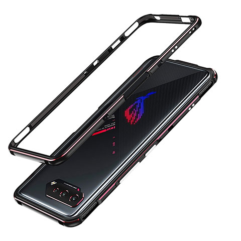 Custodia Lusso Alluminio Laterale Cover JZ1 per Asus ROG Phone 5 Pro Rosso e Nero