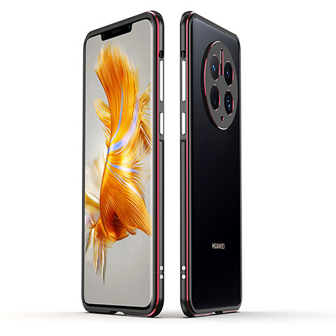 Custodia Lusso Alluminio Laterale Cover JZ1 per Huawei Mate 50 Pro Rosso e Nero