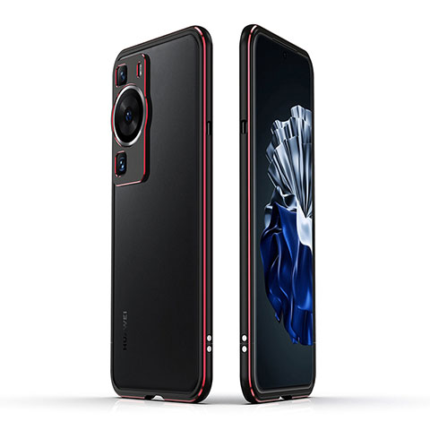 Custodia Lusso Alluminio Laterale Cover JZ1 per Huawei P60 Pro Rosso e Nero