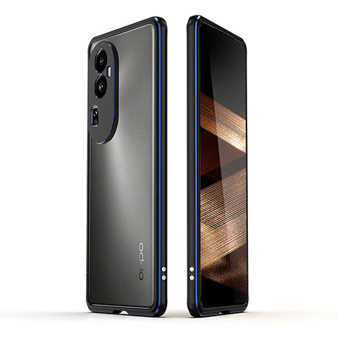 Custodia Lusso Alluminio Laterale Cover JZ1 per Oppo Reno10 Pro+ Plus 5G Blu e Nero