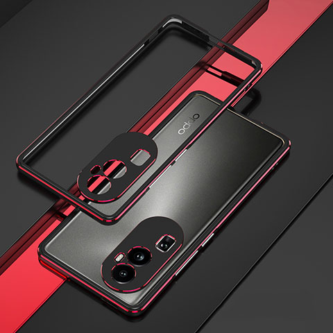 Custodia Lusso Alluminio Laterale Cover JZ1 per Oppo Reno10 Pro+ Plus 5G Rosso e Nero