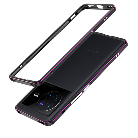 Custodia Lusso Alluminio Laterale Cover JZ1 per Vivo X80 5G Viola