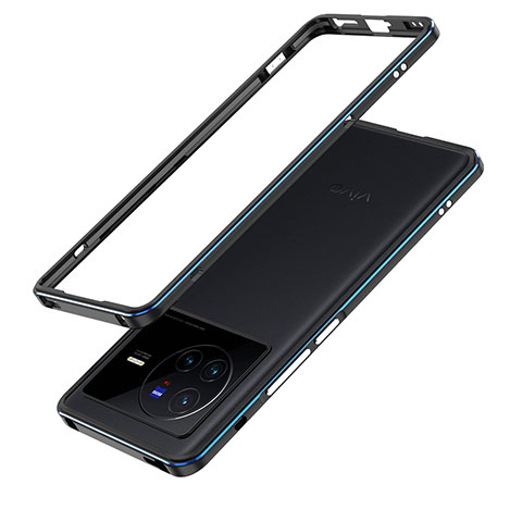 Custodia Lusso Alluminio Laterale Cover JZ1 per Vivo X80 Pro 5G Blu e Nero