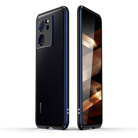 Custodia Lusso Alluminio Laterale Cover JZ1 per Xiaomi Mi 13T Pro 5G Blu e Nero