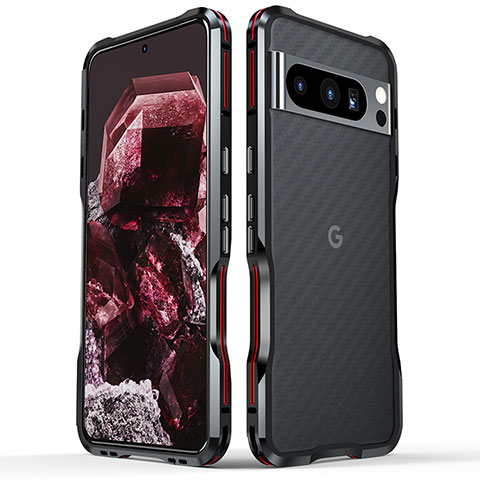 Custodia Lusso Alluminio Laterale Cover LF2 per Google Pixel 8 Pro 5G Rosso e Nero