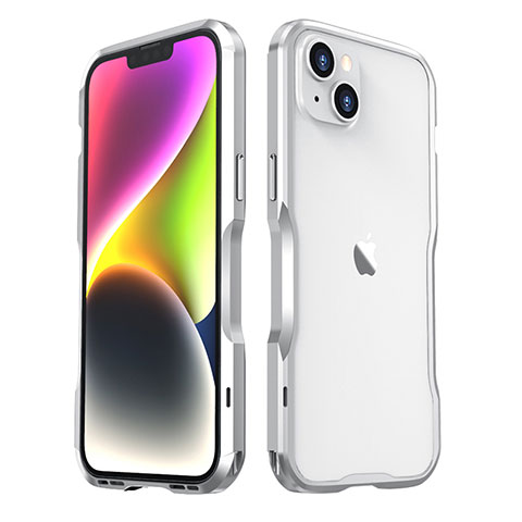 Custodia Lusso Alluminio Laterale Cover LF3 per Apple iPhone 14 Argento