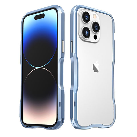 Custodia Lusso Alluminio Laterale Cover LF3 per Apple iPhone 14 Pro Max Blu