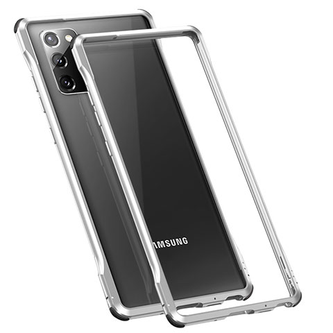 Custodia Lusso Alluminio Laterale Cover N01 per Samsung Galaxy Note 20 5G Argento