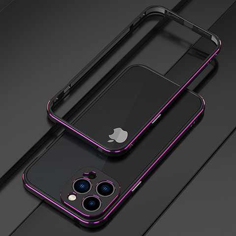 Custodia Lusso Alluminio Laterale Cover per Apple iPhone 14 Pro Viola