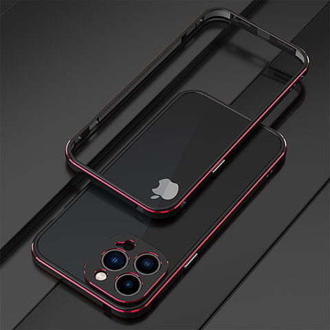 Custodia Lusso Alluminio Laterale Cover per Apple iPhone 16 Pro Rosso e Nero