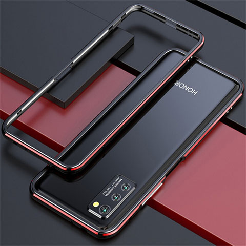 Custodia Lusso Alluminio Laterale Cover per Huawei Honor V30 Pro 5G Rosso e Nero