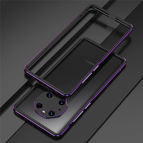 Custodia Lusso Alluminio Laterale Cover per Huawei Mate 40 Pro Viola