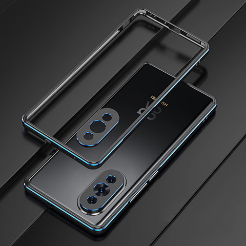 Custodia Lusso Alluminio Laterale Cover per Huawei Nova 10 Blu e Nero