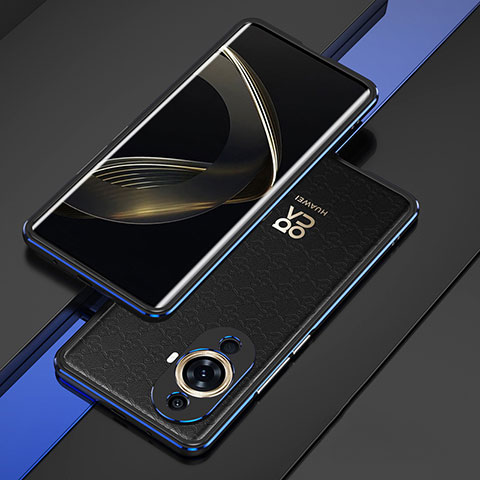 Custodia Lusso Alluminio Laterale Cover per Huawei Nova 11 Blu e Nero