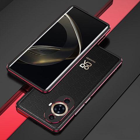 Custodia Lusso Alluminio Laterale Cover per Huawei Nova 11 Rosso e Nero