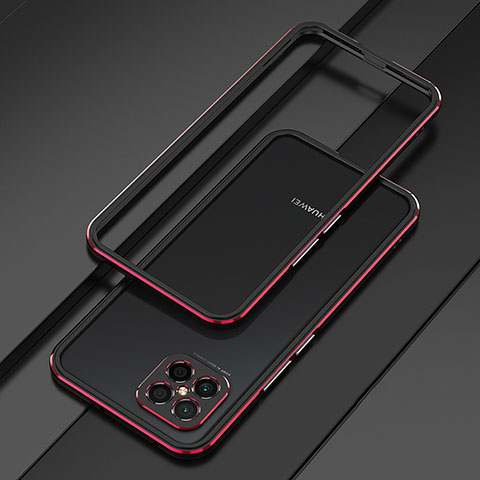 Custodia Lusso Alluminio Laterale Cover per Huawei Nova 8 SE 4G Rosso e Nero