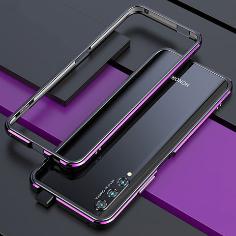 Custodia Lusso Alluminio Laterale Cover per Huawei P Smart Pro (2019) Viola e Nero